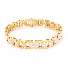 MEN'S MODERN STYLE YELLOW GOLD BRACELET WITH 126 ROUND CUT DIAMONDS, 1/2 CT TW