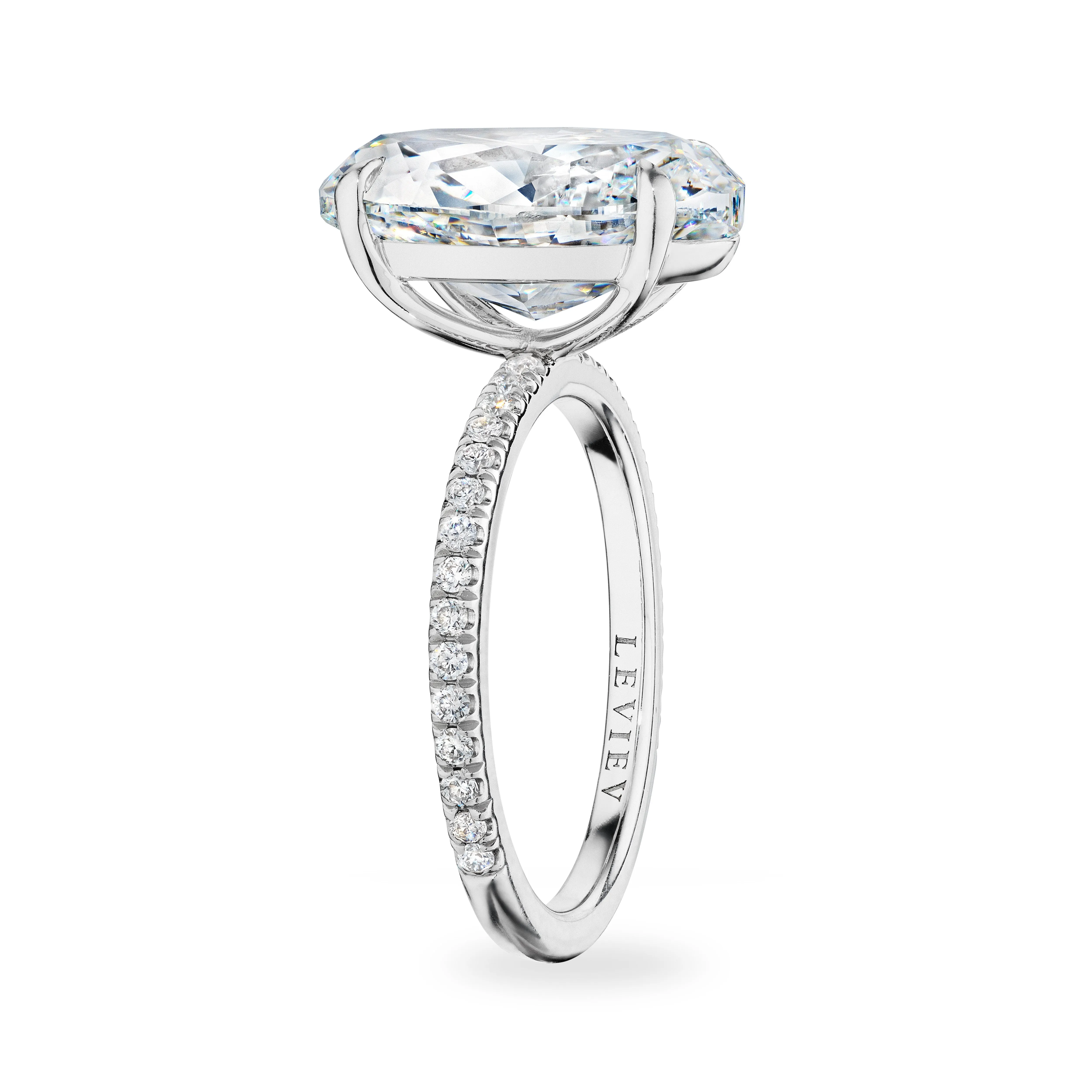 Oval Cut Diamond Ring with Pave Band, 5 CT