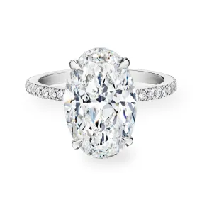 Oval Cut Diamond Ring with Pave Band, 5 CT