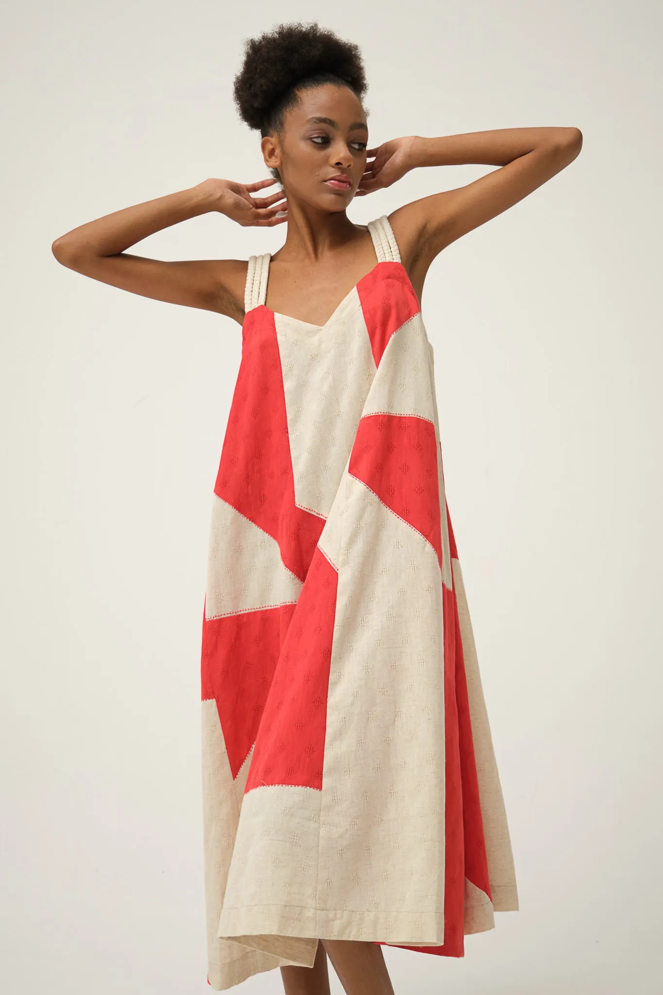 Red Hand-woven Organic Cotton CHARLIE DRESS