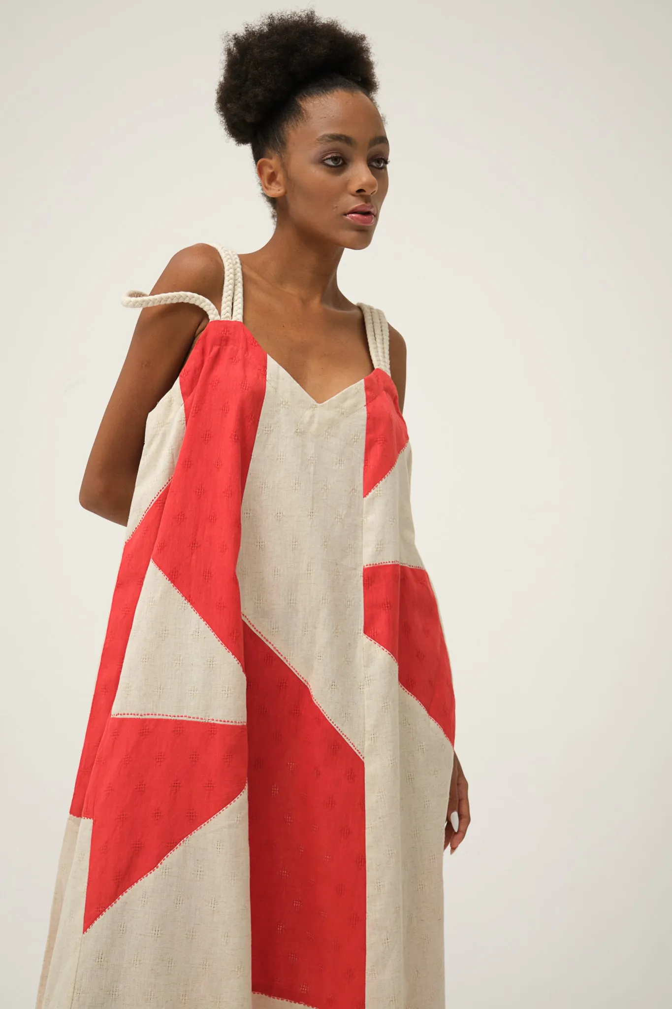 Red Hand-woven Organic Cotton CHARLIE DRESS