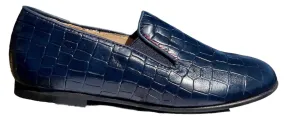 Shawn & Jeffery Navy Croc Leather Slip On Smoking Shoe