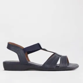 Wider Fit Slingback Flat Sandal in Navy - 11016