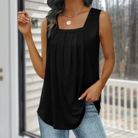 Women's Pleated Square Neck Top