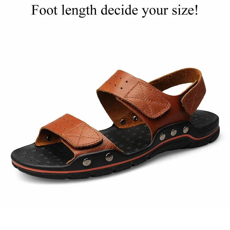 YOS0406 Men's Casual Leather Sandals: Breathable Shoes Slippers