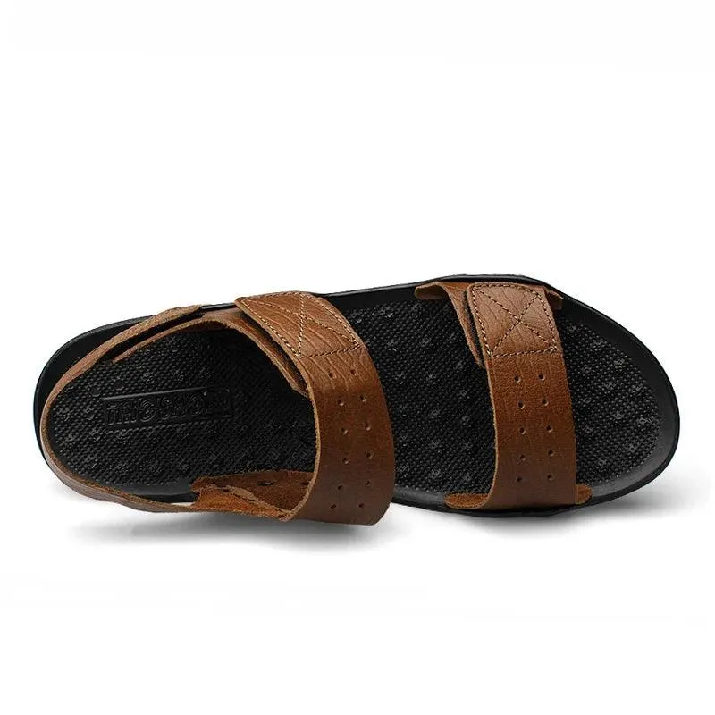 YOS0406 Men's Casual Leather Sandals: Breathable Shoes Slippers