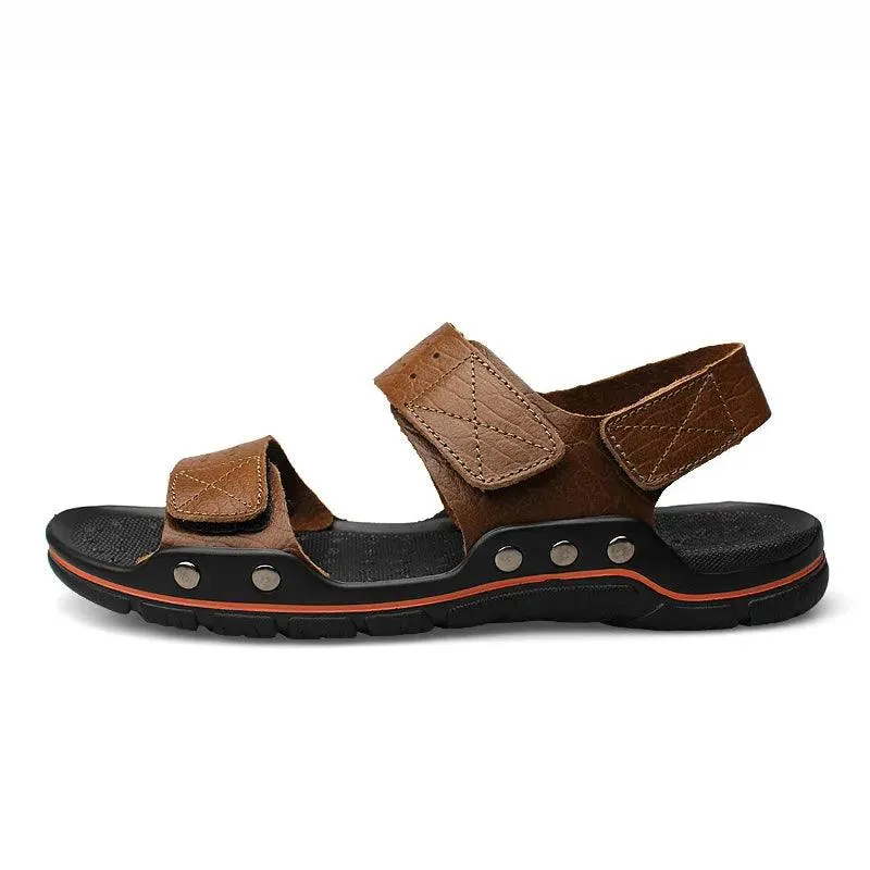 YOS0406 Men's Casual Leather Sandals: Breathable Shoes Slippers