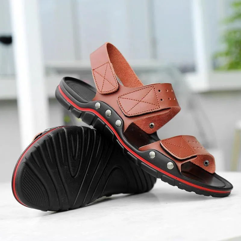 YOS0406 Men's Casual Leather Sandals: Breathable Shoes Slippers